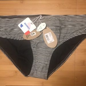 Prana Ramba Full Coverage Bikini Bottom size M in black and white stripe
